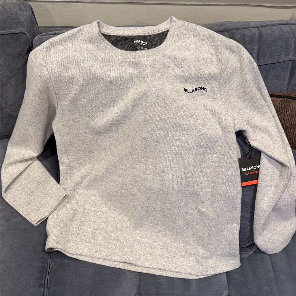 Billabong Sleepwear Gray Fleece Lounge Crew Pullover Cabin Sweater NWT Large